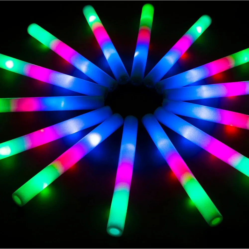 105 PCS LED Foam Glow Sticks, Glow Sticks Bulk with 3Modes Colorful Flashing, Glow in The Dark Party Supplies