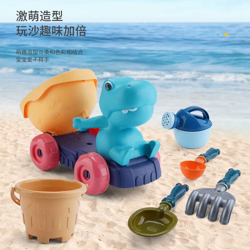 Ensemble de jouets de plage dinosaure épais pour enfants, Kit de jeu de sable avec pelle et seau, outils éducatifs pour bac à sable en plein air, jouets d'été, cadeau