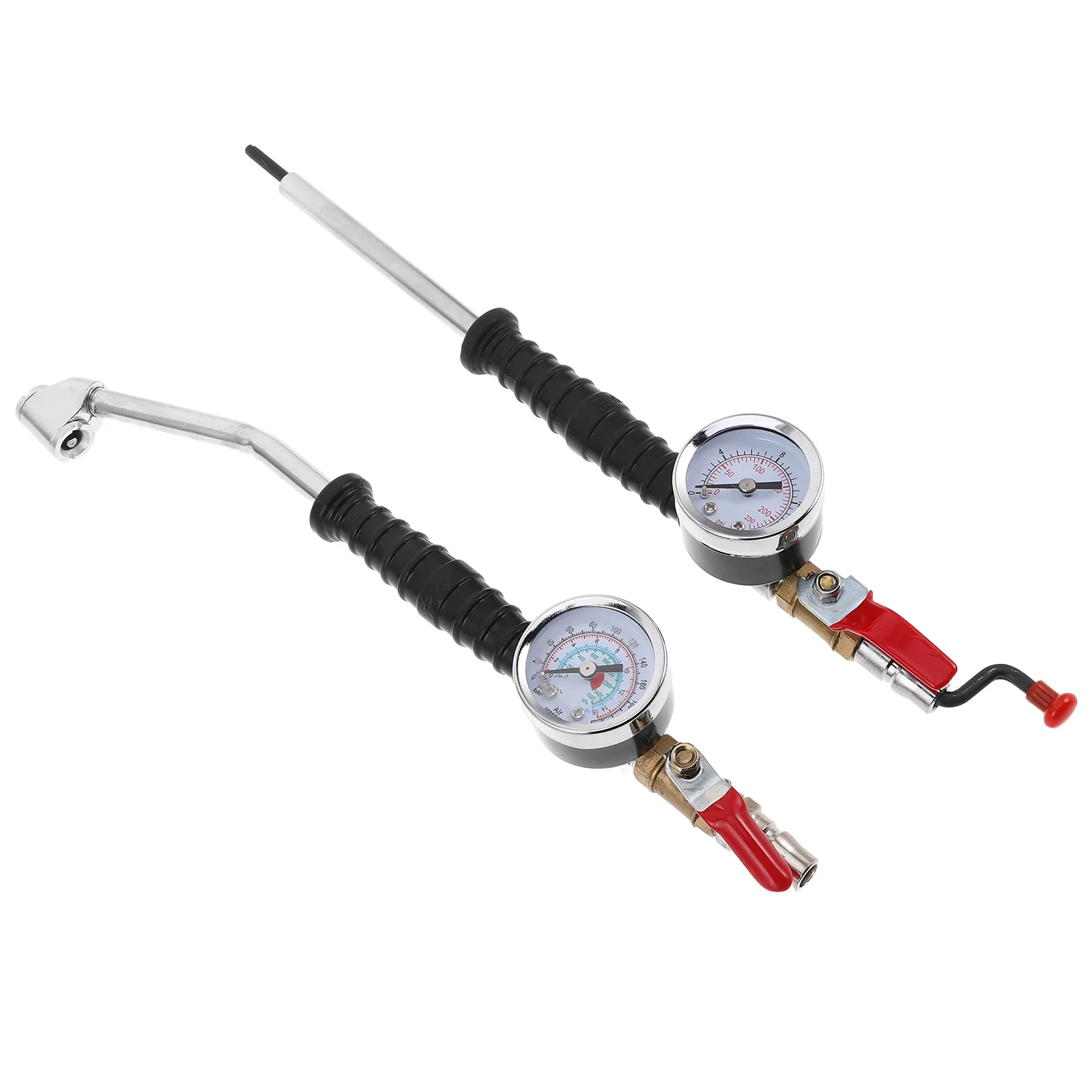 

2Pcs Tire Inflator Attachment with Gauge Quick Release Lever Handheld Portable Auto Tire Pressure Gauge for Car Truck Air