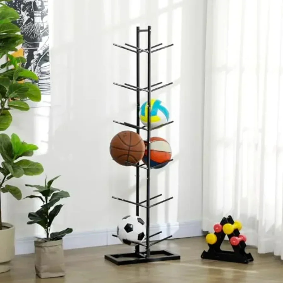 

Ball Storage Rack Vertical Basketball Rack Steel Ball Holder Organizer for Gym Garage Classroom 12-Ball Capacity Black