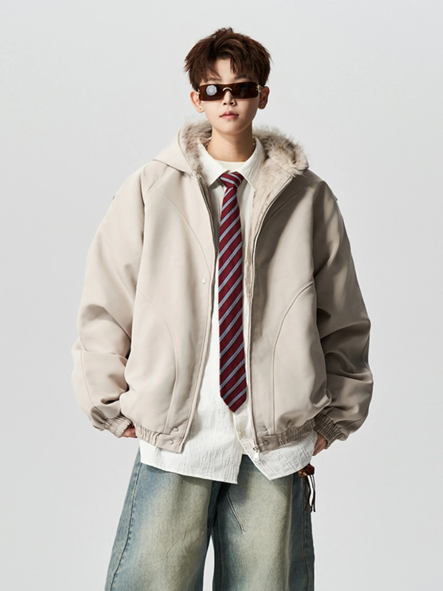 

Мужская зимняя парка High Street с капюшоном, хлопковая, с меховой отделкой, свободного кроя, для повседневной носки, молодежная, в американском стиле