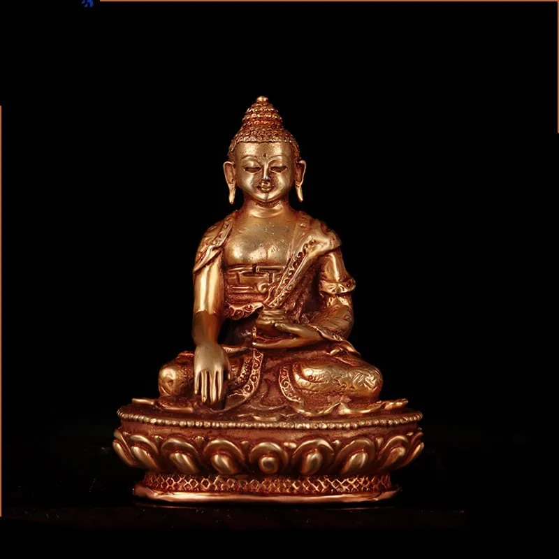 

9cm Mini Shakyamuni Copper Gild Plated Nepal Buddhist Handmade Exquisite Tiebtan Bodhisattva Putting Decorate Figurine