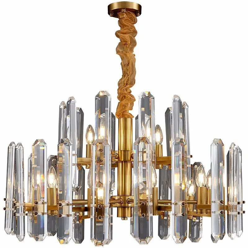 

Light luxury, chandelier, all copper, postmodern, simple, living room, bedroom, atmosphere