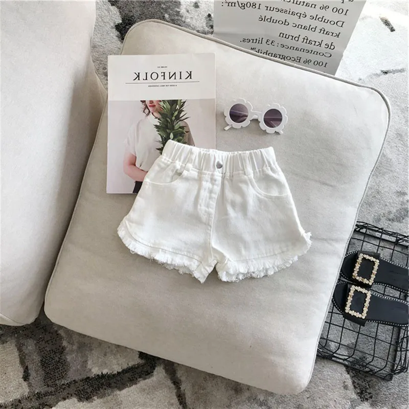 Children\'S Clothing Summer New Solid Color Korean Pants Girls Casual White Jeans Toddler Kids Solid Color Shorts Baby Hot Pants