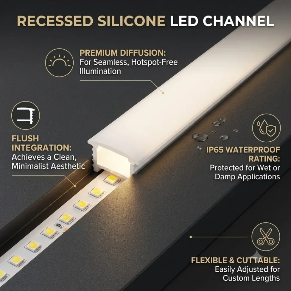 10-0.5M LED Strip Embedded White Silicone Tube IP65 Waterproof Easy To Install Led Channel Flexible Strip Lamp Indoor Outdoor