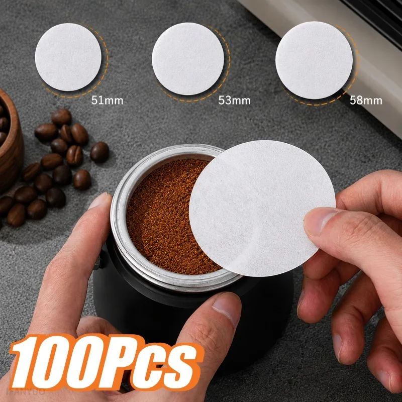 51mm/53mm/58mm Coffee Filter Paper 100Pcs Disposable Home Handle Special Powder Filter Cafe Strainer Paper Coffee Maker Tool