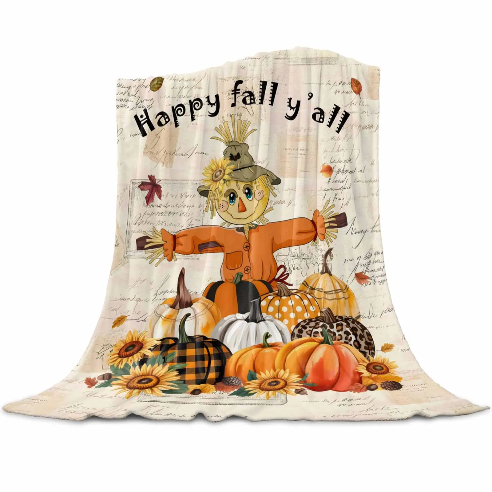 

Урожай тыквенные пугади осень Y'all пледы одеяла для дивана-кровати зима мягкие плюшевые теплые семейные друзья праздничные подарки