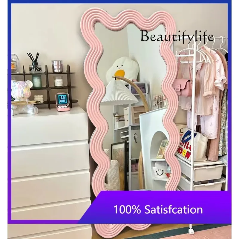 XB BJ Full Body Full-length Mirror Floor Mirror Cream Style Girls Home Fitting Light Luxury Special-shaped Mirror