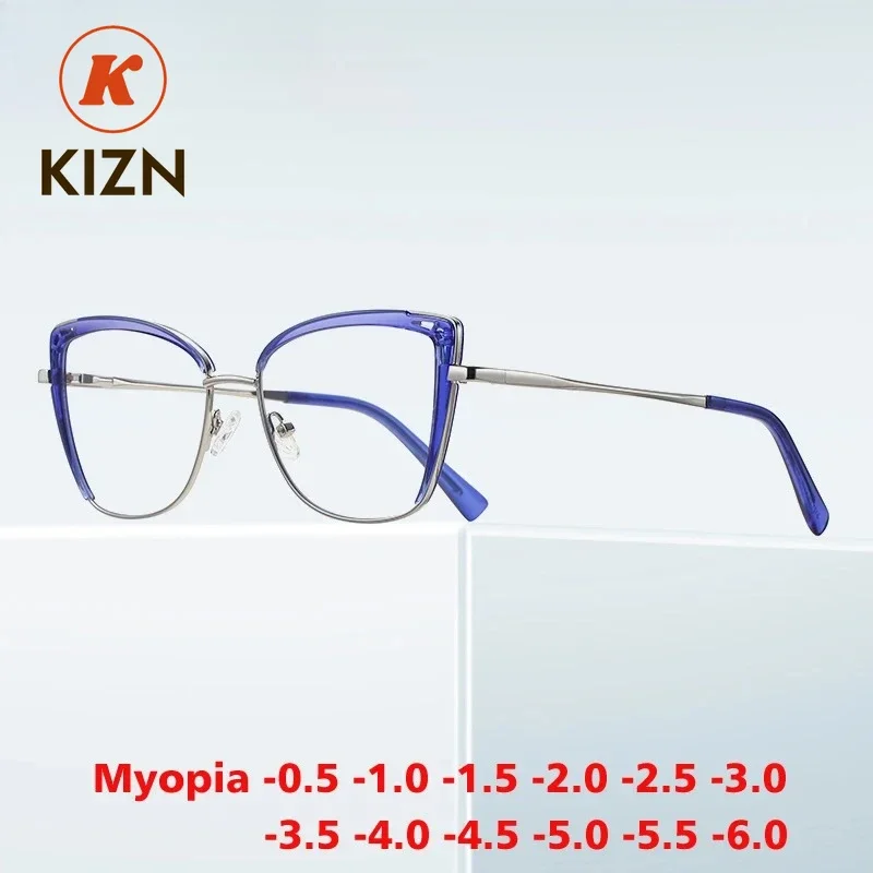 

Очки KIZN с защитой от синего света, для коррекции близорукости, НОВЫЕ, металлические, женские, в форме бабочки, модные, с возможностью изготовления по индивидуальному заказу, диоптрии от -0.50 до -10