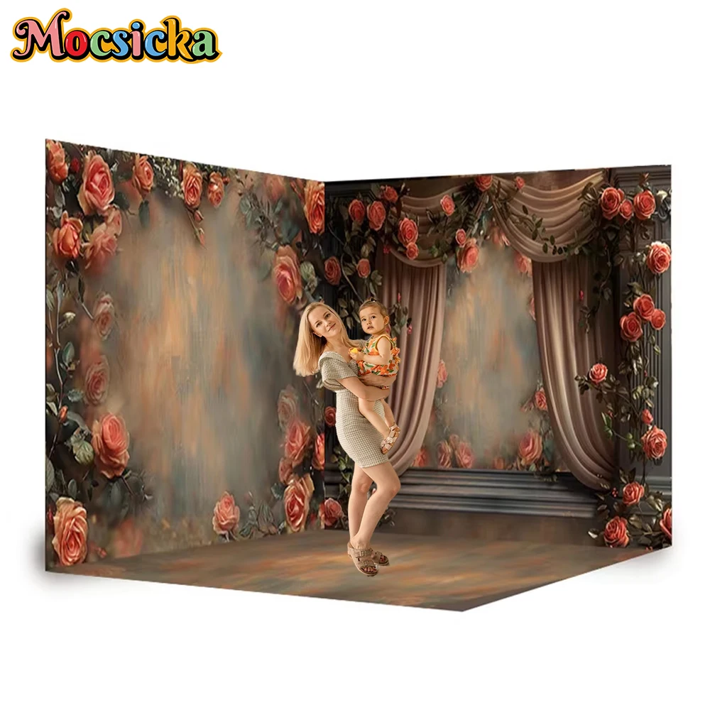 

Mocsicka Abstract Rose Wall Photography Backdrop Flower wallpaper Decor Maternity Dresses Photo Background Studio birthdayBanner