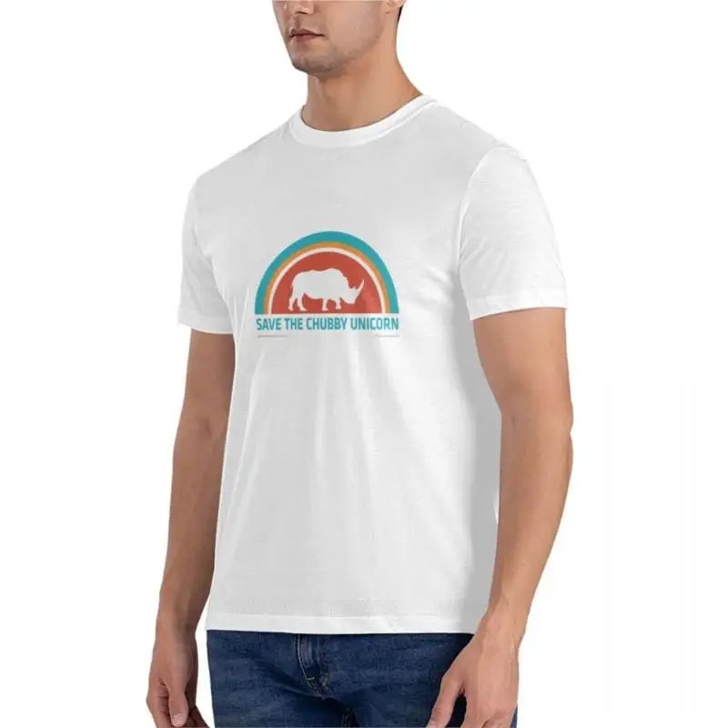 Homens salve o unicórnio gordinho arcos camiseta cabida, roupa de algodão, verão