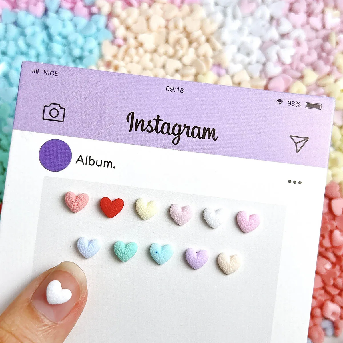 

60Pcs Macaron-colored 3D Resin Heart Nail Art Decoration Luminous Heart Nail Charms Accessories Supplies For Handmade DIY Crafts