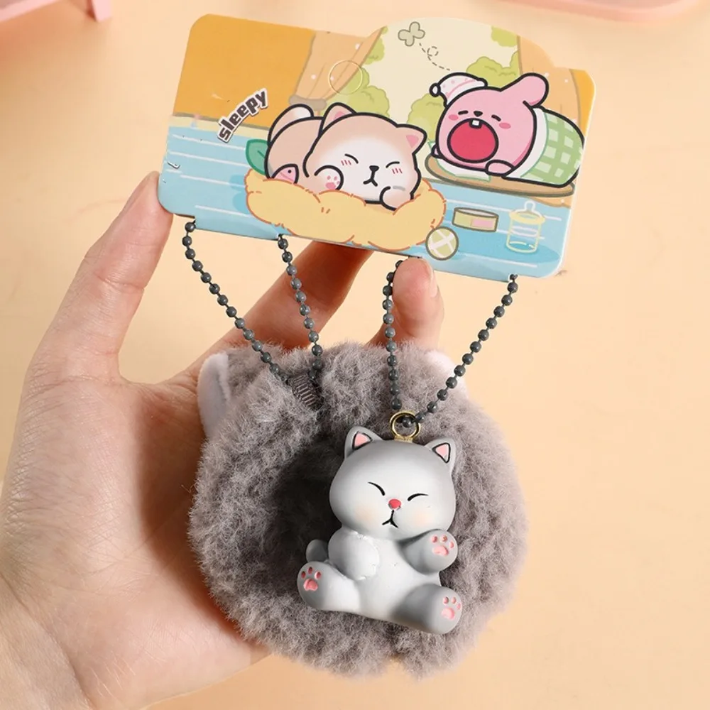 

Resin Plush Cartoon Key Ring Bag Accessories Sleepy Cat Mental Animal Keychain PP Cotton Adorkable Backpack Pendant Gift