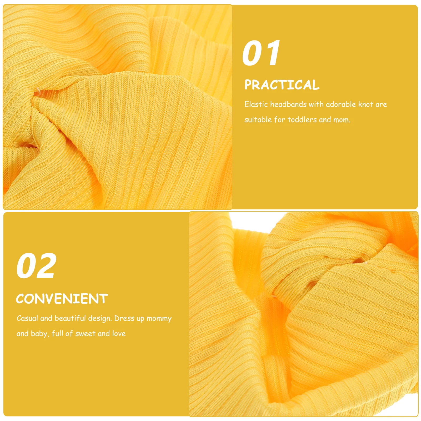 

Ear Headband For Yellow Knot Design Mom Hair Bow Matching Hair Bow Set Elastic Headwrap