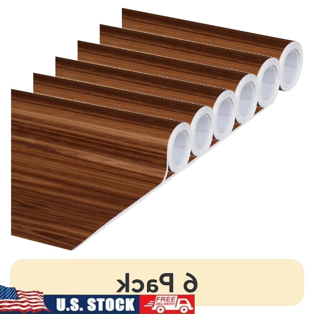 

6-пакетный клейкий вкладыш для полки, легко резать, самоклеящаяся контактная бумага, дуб темный, шкафы, ящики, столешницы, повторная поверхность