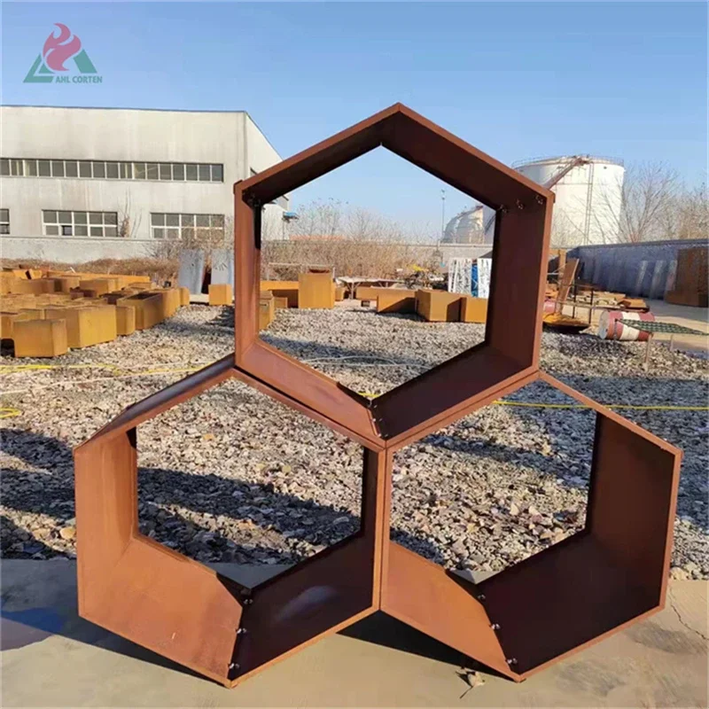 Outdoor Round Corten Steel Firewood Storage For Patio Firewood Log Rack