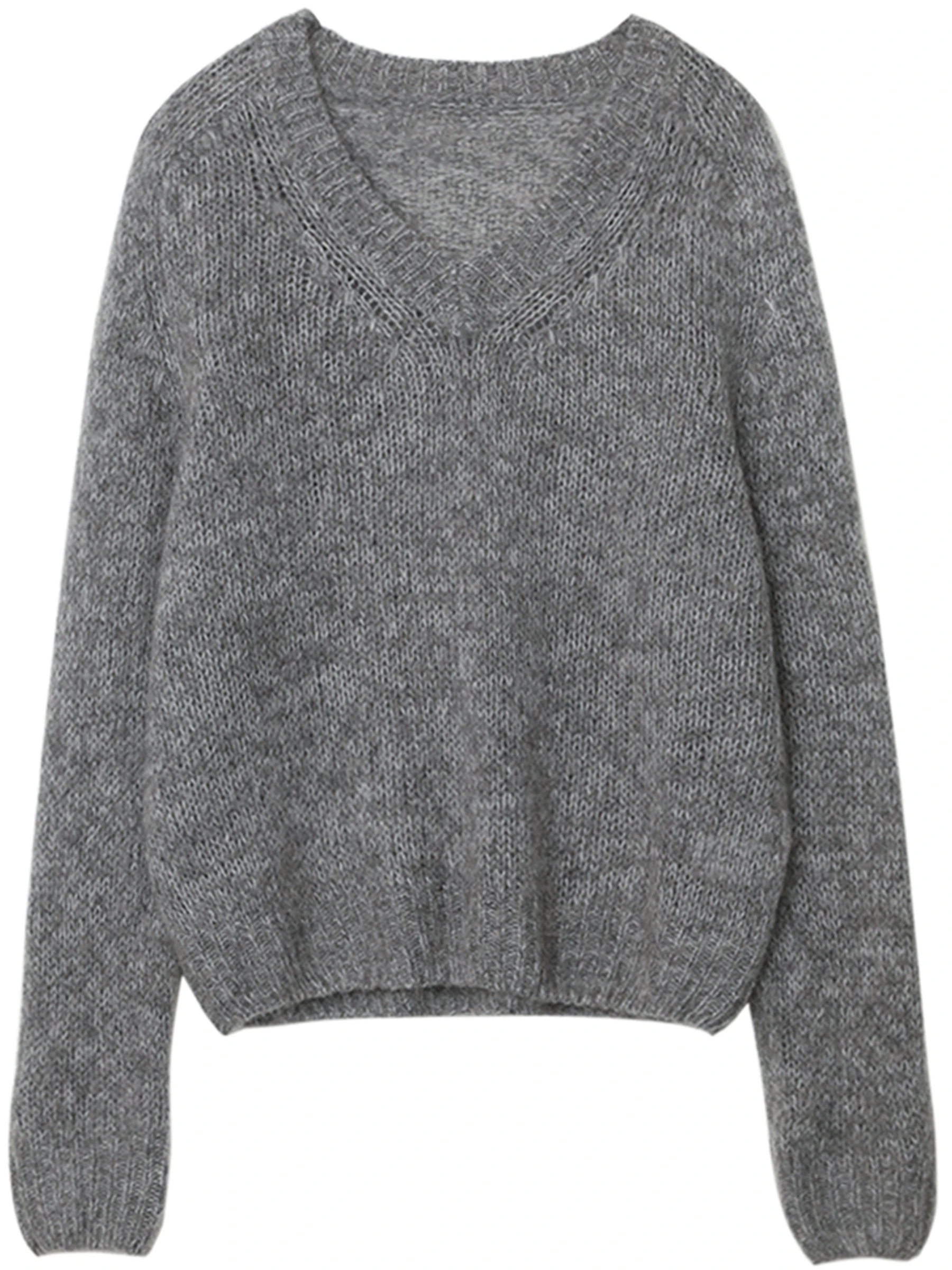 CHIC VEN Korean Women Sweaters Loose Casual Solid New V-neck Mohair Soft Female Knitted Jumpers Pullovers Autumn Winter 2025