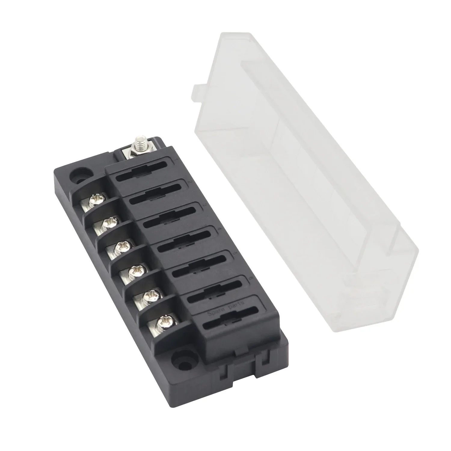 Car modification one in 6 out fuse holder 6 way compact common source fuse box with negative electrode fuse