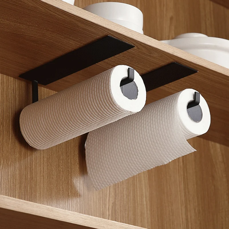 Küchenpapierrollenhalter, wandmontiertes, stanzfreies Frischhaltefolien-Aufbewahrungsregal, Stoffpapierregal aus Kunststoff, Küchenorganisator
