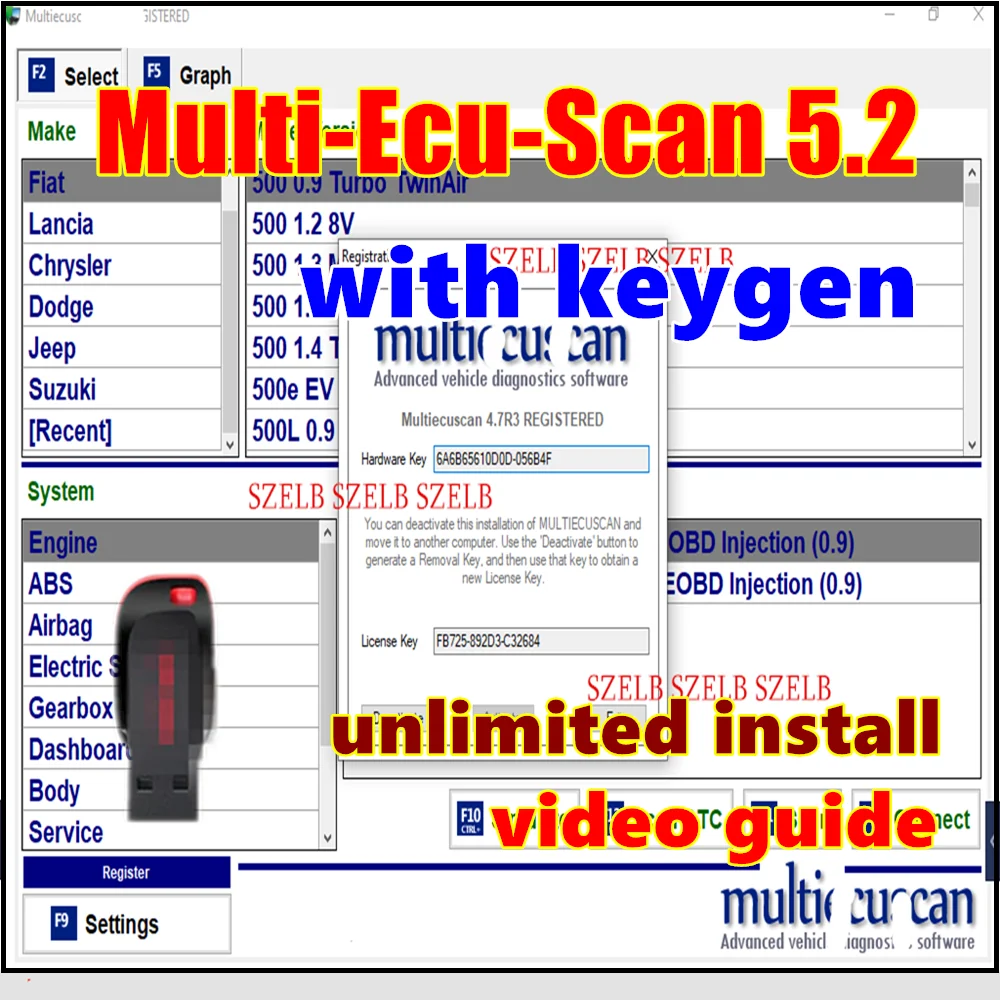 2025 Multiecuscan V5.2 مع مفتاح مجاني مسجل لبرنامج الماسح الضوئي Fiat/Chrysler/Dodge/Jeep لأداة الماسح الضوئي ELM327 Obd2