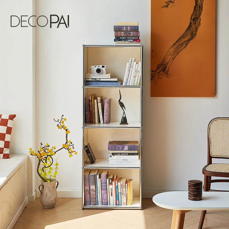 custom.Bookshelves Combination Display Cabinets  INS Module  Convertible Modern Simple Stainless Steel Bookcase