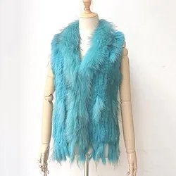 HSPL Sleeveless Women Fashion Fur Vest Knit Waistcoat For Lady For 2018 Spring Real Rabbit Fur Female Vests Black Waistcoat