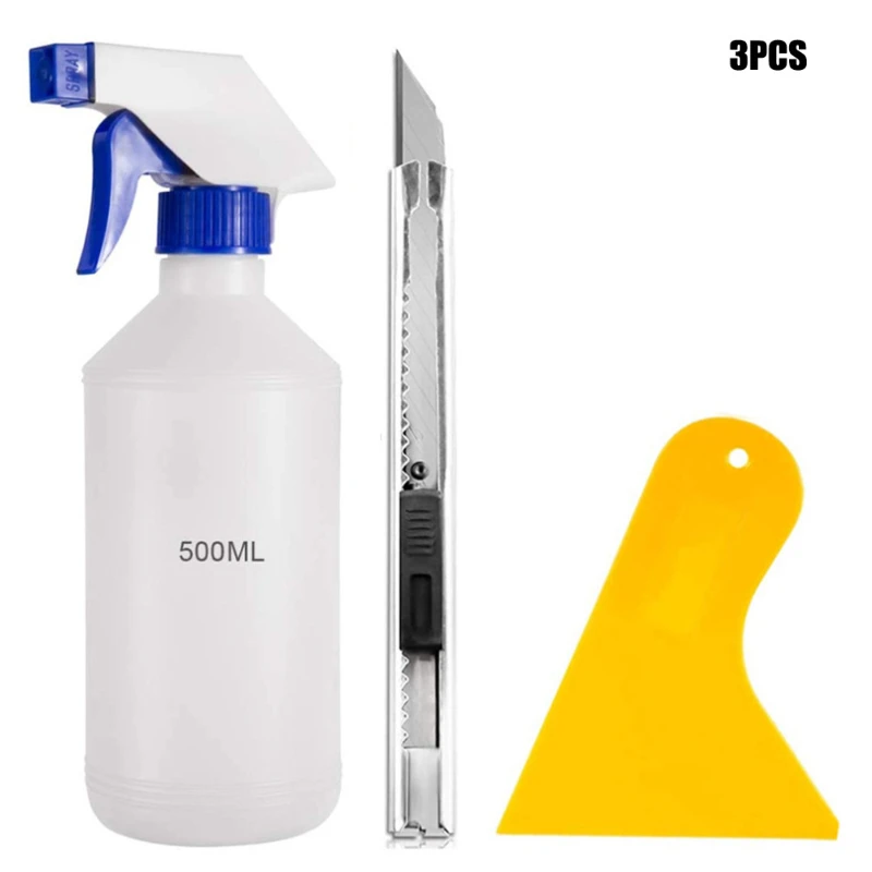 3 ชิ้นชุดฟิล์มรถเครื่องมือตัดและตัดมีด Degreasing Scraper Sprayer Smoothing เครื่องมือ