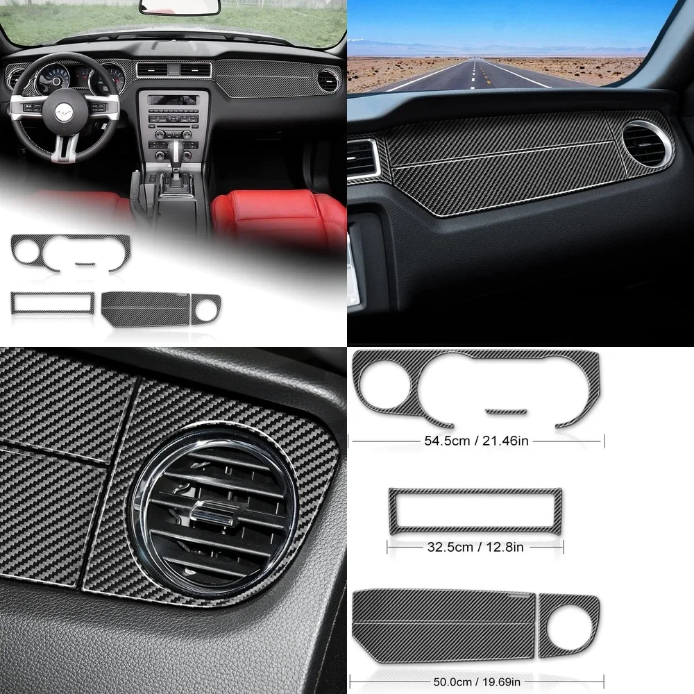 

Real Carbon Fiber Dashboard Sticker for Ford Mustang 2010-2014 Black Interior Trim Decorative Film Vent Panel Cover Custom Car