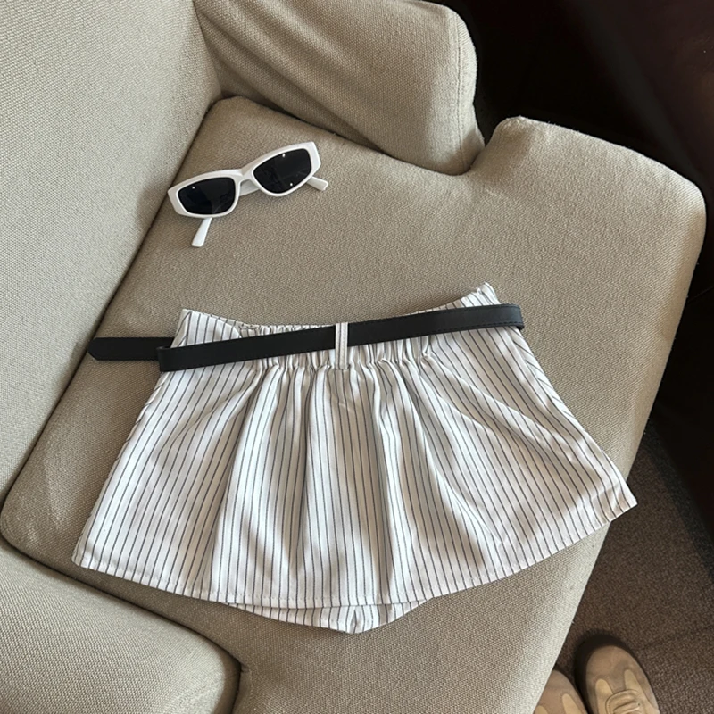 

Striped Letter Sexy Skirt Women Summer Casual Fashion Hotsweet High Waist Mini Skirts A Line Belt Chic Sporty Commuting Skirts