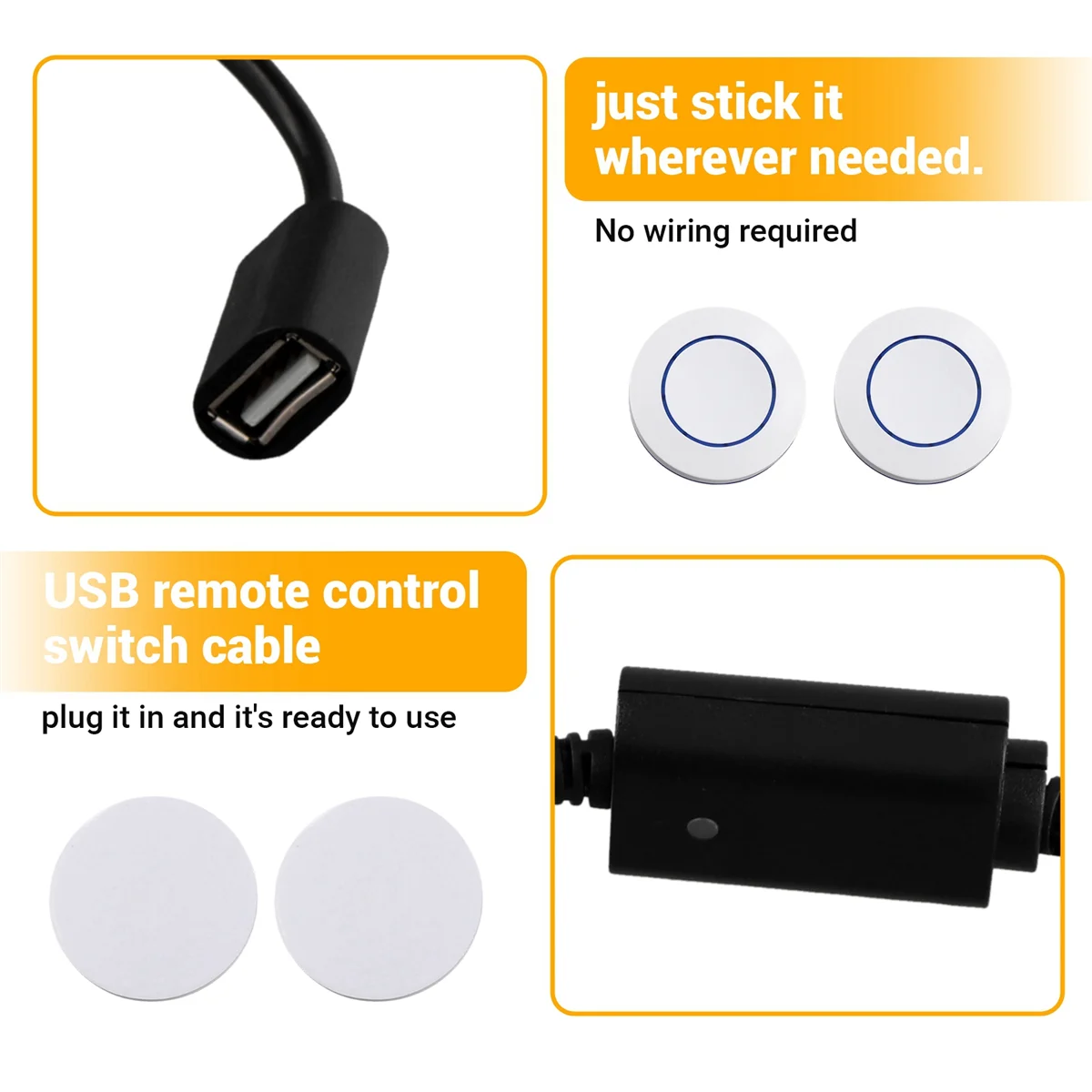 ABBO-DC 5V inalámbrico RF Control remoto interruptor controlador encendido apagado para USB tira de luz LED lámpara de lectura ventilador de luz modelo de palanca