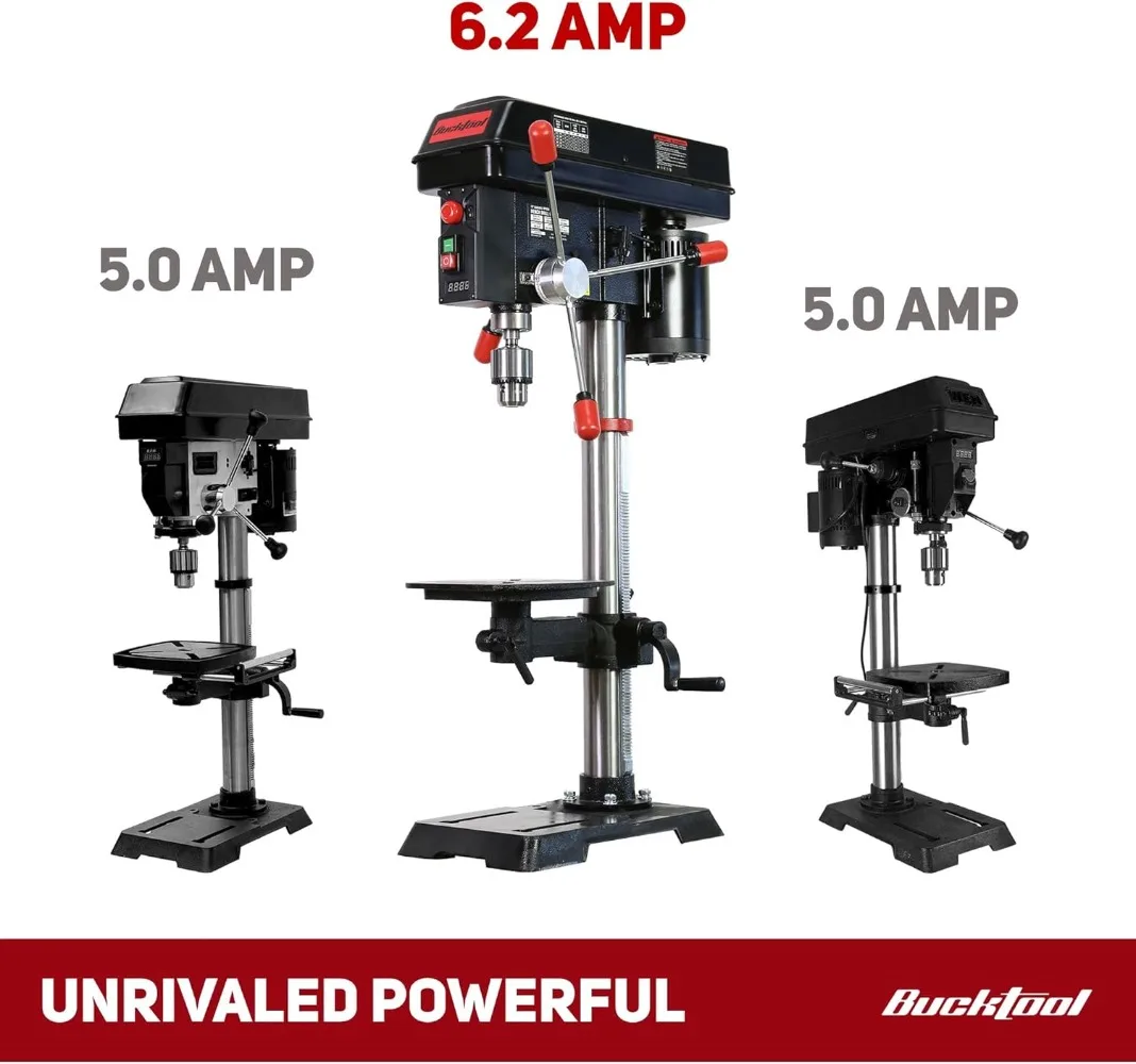 12 INCH 6.2A Professional Bench Drill Press, 3/4HP Powerful, Variable Speed Drill Press with IIIA Laser and Work Light