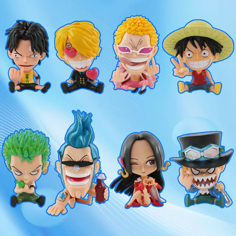 One Piece Q Version Comic Monkey·D·Luffy Roronoa Zoro Nami Garage Kit Model Navigation King Periphery Gift Car Ornaments Sanji