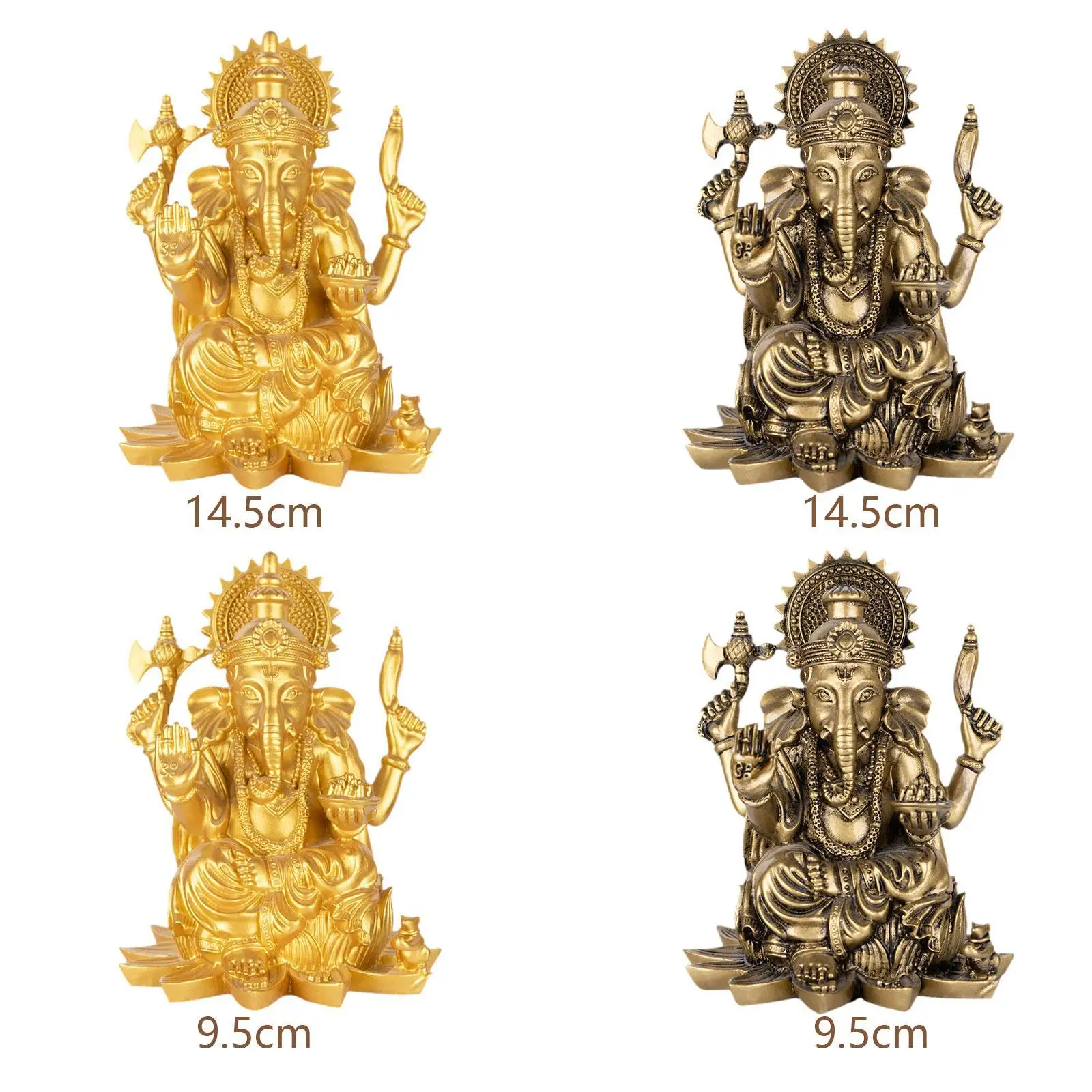 Elephant God Figurine Hindu Ganesha Statue Decoration Resin Table Centerpiece Religious Sculpture for Car Desktop Living Room