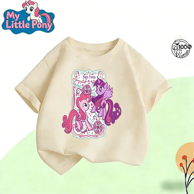 

Футболка My Little Pony 2025-26, летняя, с аниме-принтом, 100% хлопок, бренд Hasbro, для детей и унисекс, повседневная, свободная, дышащая