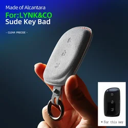 Alcantara For LYNK & CO Z10 Car Key Case Suede Leather Keychain Auto Accessories Smart Remote Protector Cover Shell Styling