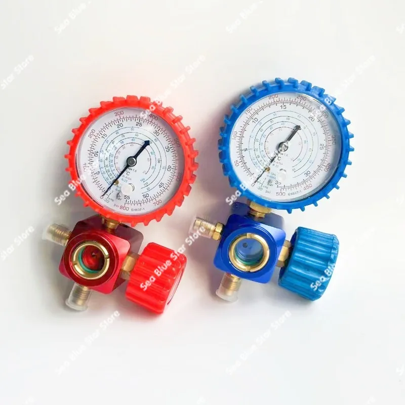 Fluoride Pressure Gauge R22/R134a/R404/R410a  High and Low Pressure Fluoriderating Tool Single Gauge Valve Hook Pressure Gauge