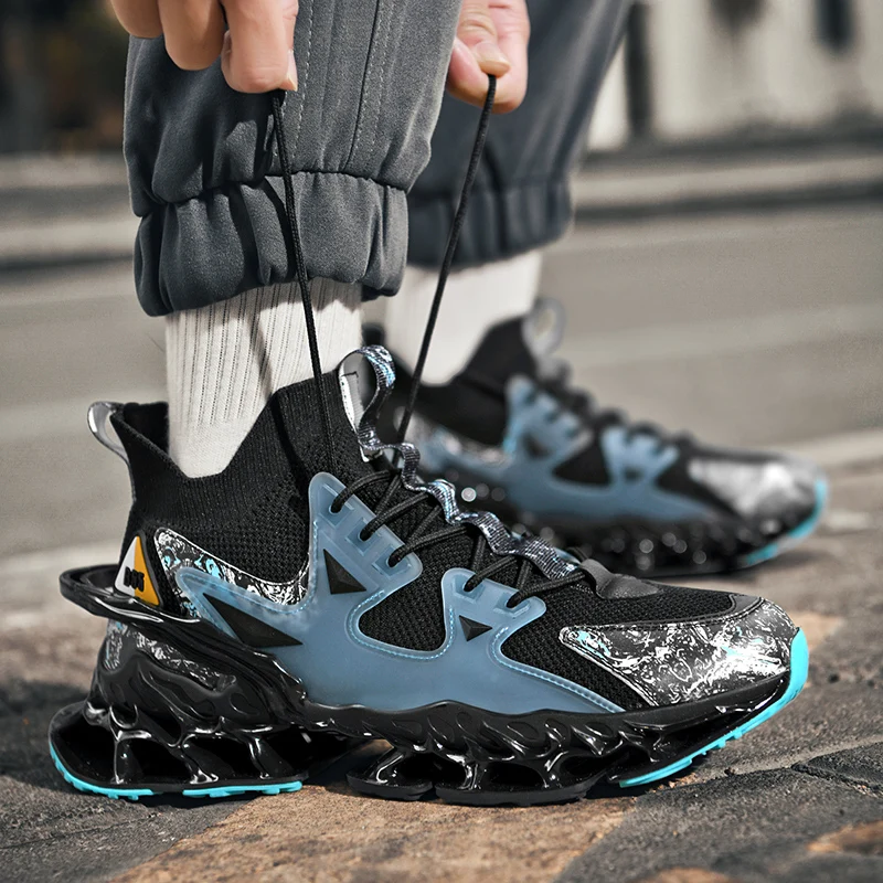 

Men Summer Blade Sole Running Shoes Breathable Mechanical Cushion Energy Return Bounce Sports Casual Sneakers