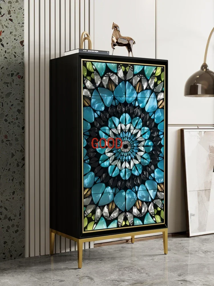 خزانة أحذية منزلية فاخرة وخفيفة من الخشب الصلب ومدخل وخزانة أحذية لغرفة المعيشة