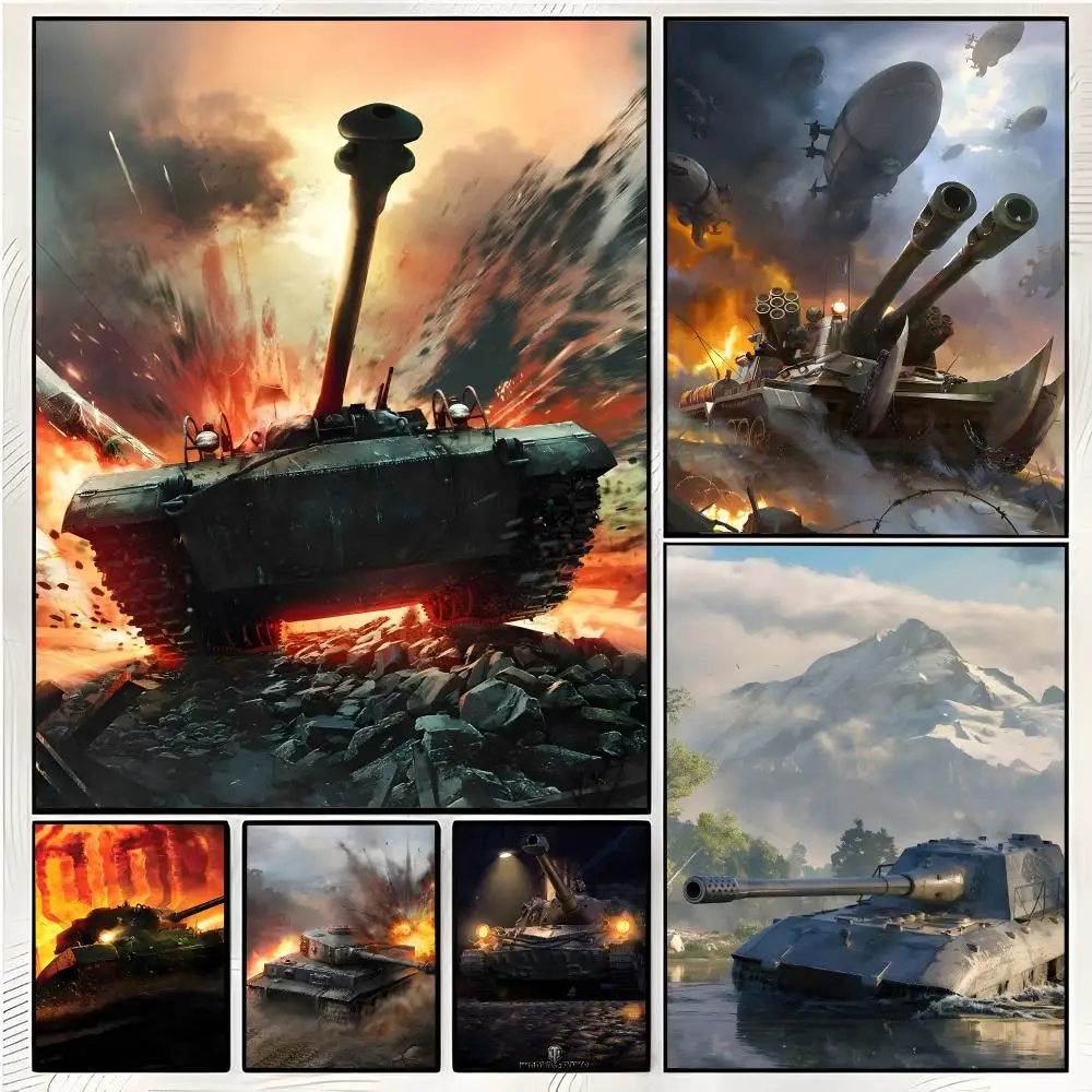 World Of Tanks Shooter Military Painting Calligraphy Wall Art Mural Living Room Canvas Decor Gifts