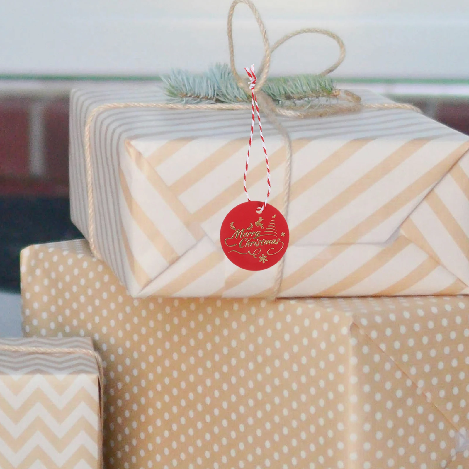 100 قطعة من علامات تغليف الهدايا، علامات تزيين للهدايا، معلقة بنفسك، زينة عيد الميلاد الحلوة، ورق عيد الميلاد