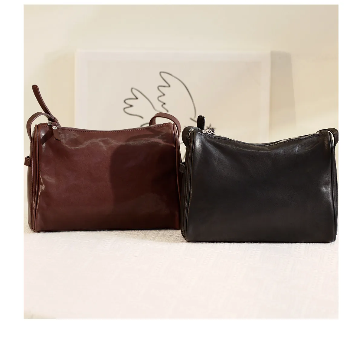 Outdoor-Tagesgepäcktasche aus Rindsleder, Damen-Umhängetasche, lässige Vintage-Designer-Handtasche aus echtem Leder, handgefertigt. – Detail 17