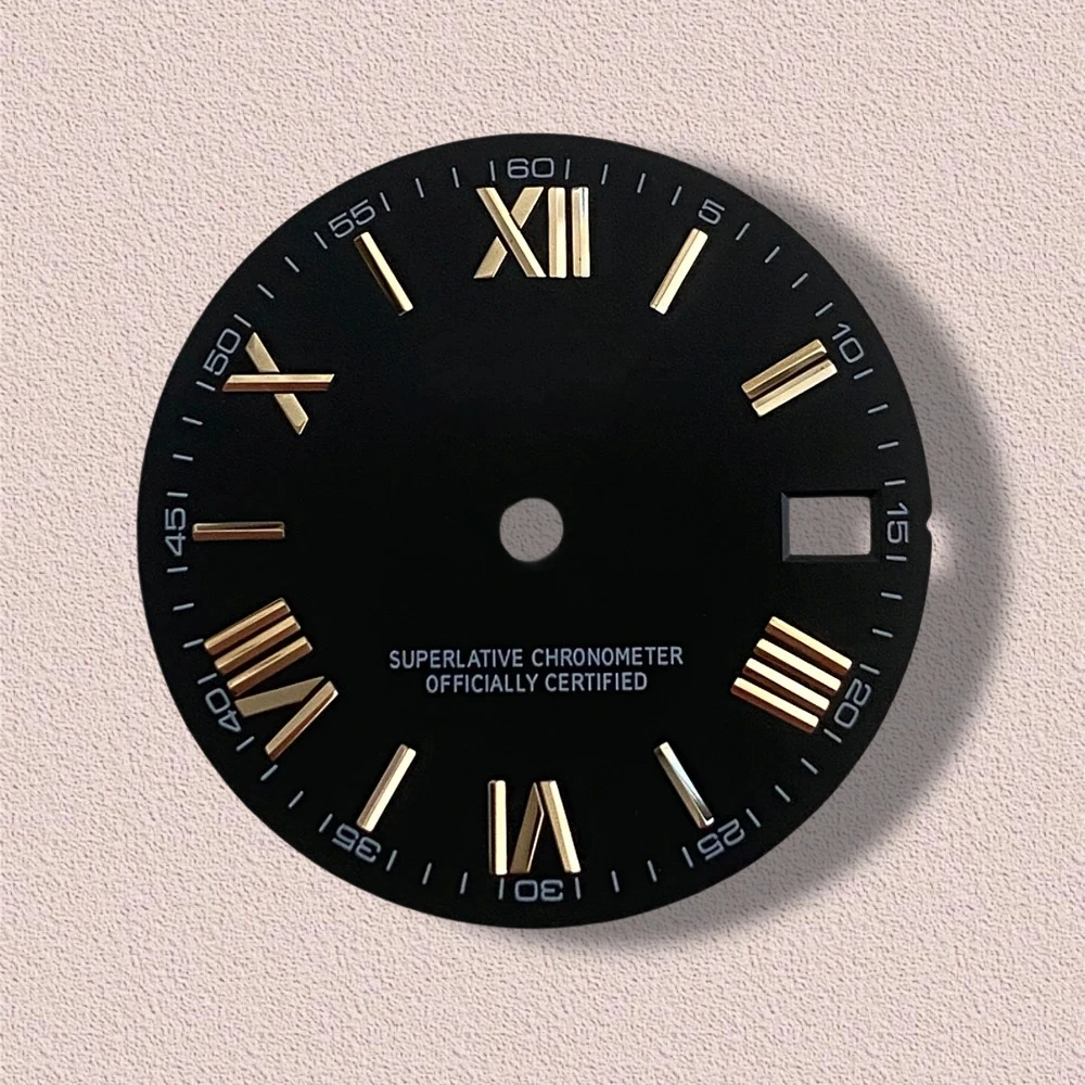 S-Logo, römische Ziffer, 28,5 mm NH35-Zifferblatt, geeignet für NH35/NH36-Uhrwerk, hochwertiges NH35-Zubehör ﻿ Uhrenmodifikation