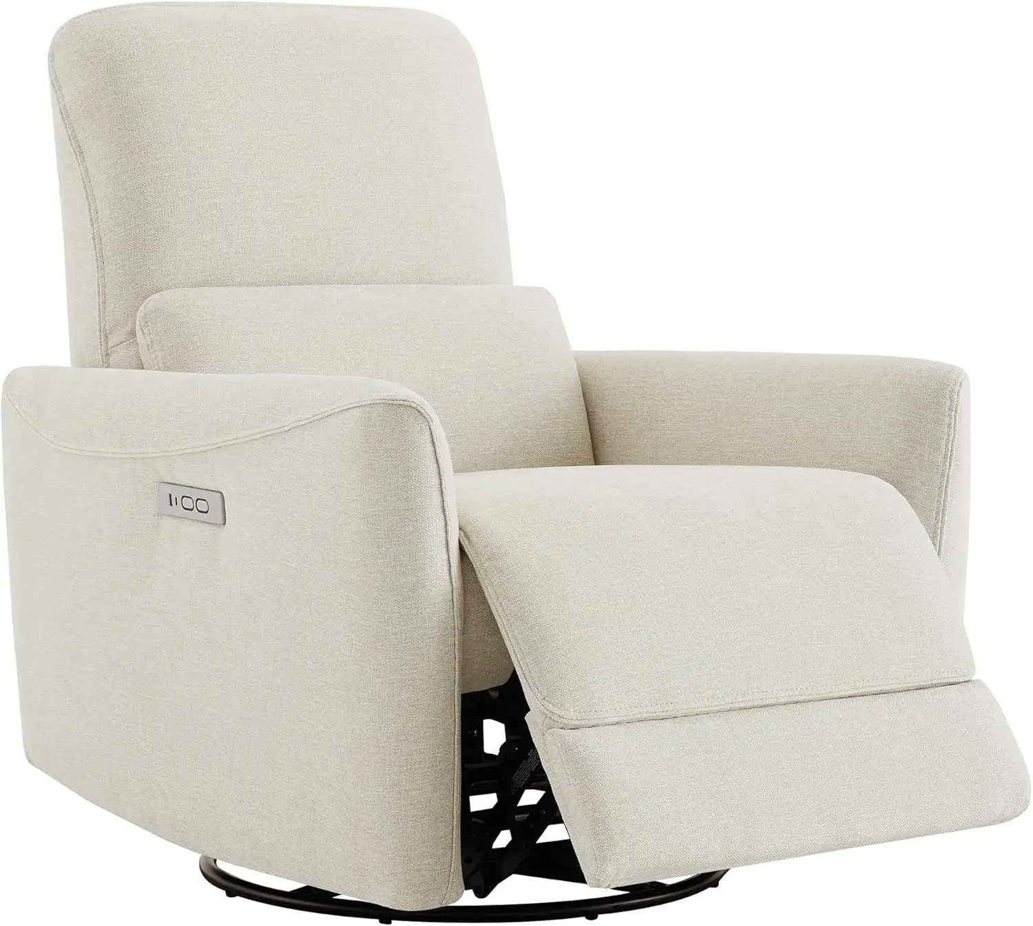 Recliner swivel slide, FSC certified cushioned living room baby crib recliner with lumbar support, linen fabric