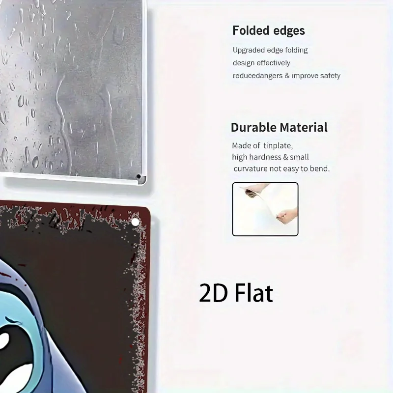 [مسطح [مسطح] لوحة فنية جدارية معدنية للعودة إلى المستقبل - لوحة ملصق فيلم ريترو مع علامة "العناق المجانية"، أزرق نابض بالحياة وأرجواني