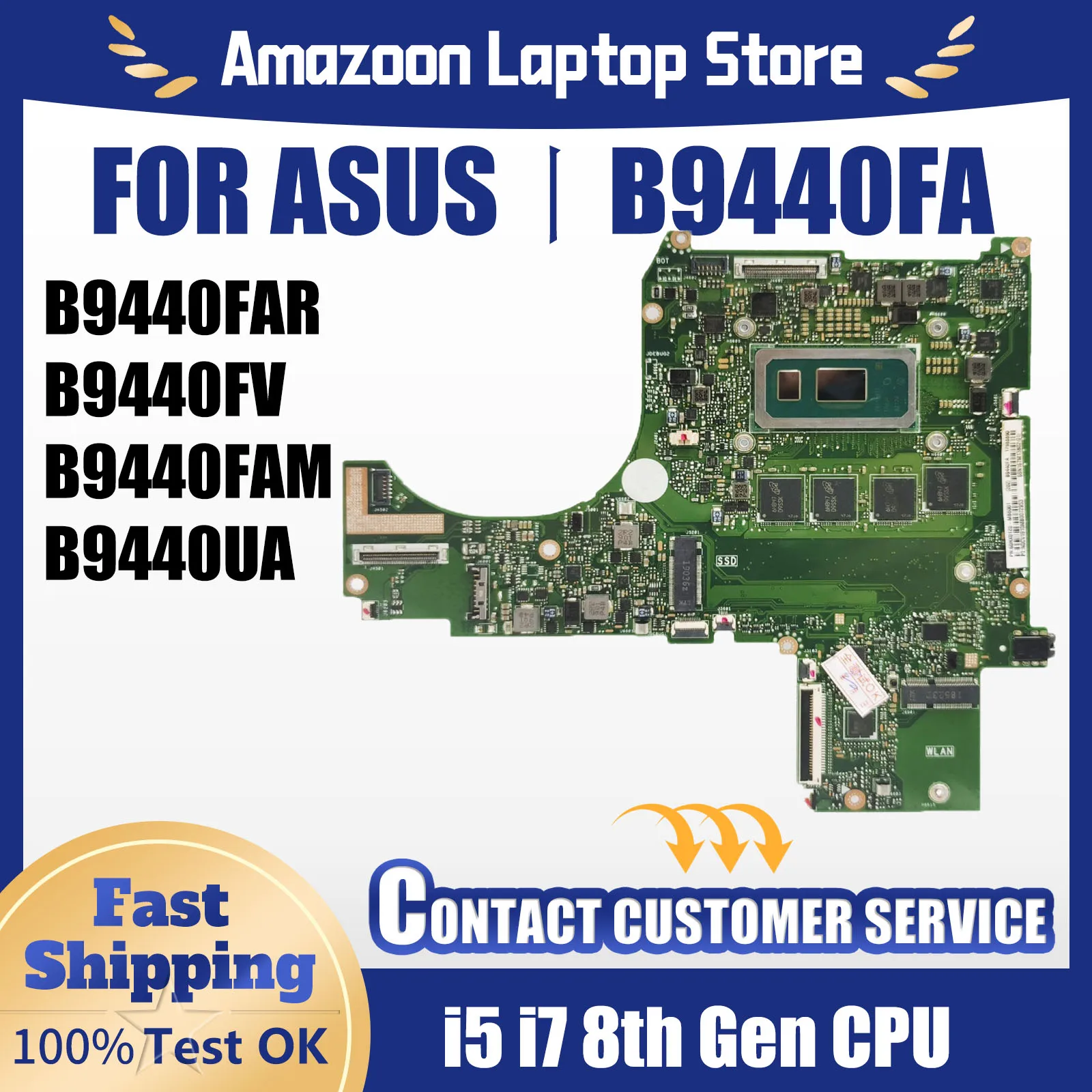 

B9440FA mainboard For ASUS B9440 B9440FAV B9440FAR B9440UA B9440FAM Laptop Motherboard with I5 I7 8th Gen CPU 8GB 16GB RAM