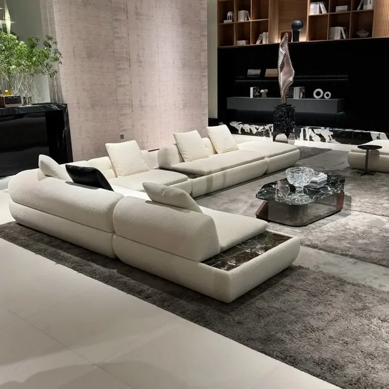 Italian Super Moon Sofa Villa Large Flat Floor Living Room Modern Light Luxury