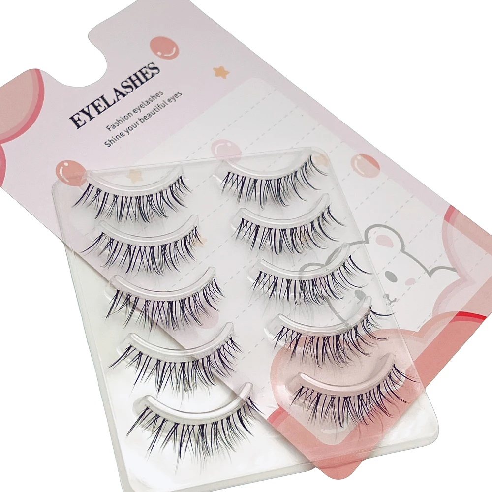 ขนตาปลอมโปร่งใสแบบยุ่งเหยิงพิเศษ 5 คู่ ขนตาการ์ตูนน่ารัก เหมาะสำหรับใช้ในชีวิตประจำวัน เป็นธรรมชาติและนำกลับมาใช้ใหม่ได้