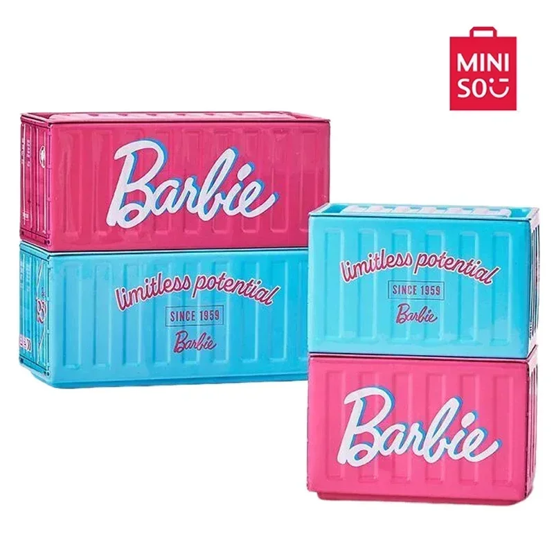 

MINISO Barbies SunShines Series Storage Box Iron Art Container Compact Exquisite Convenient Kawaii Desktop Sundries Tidy Storage