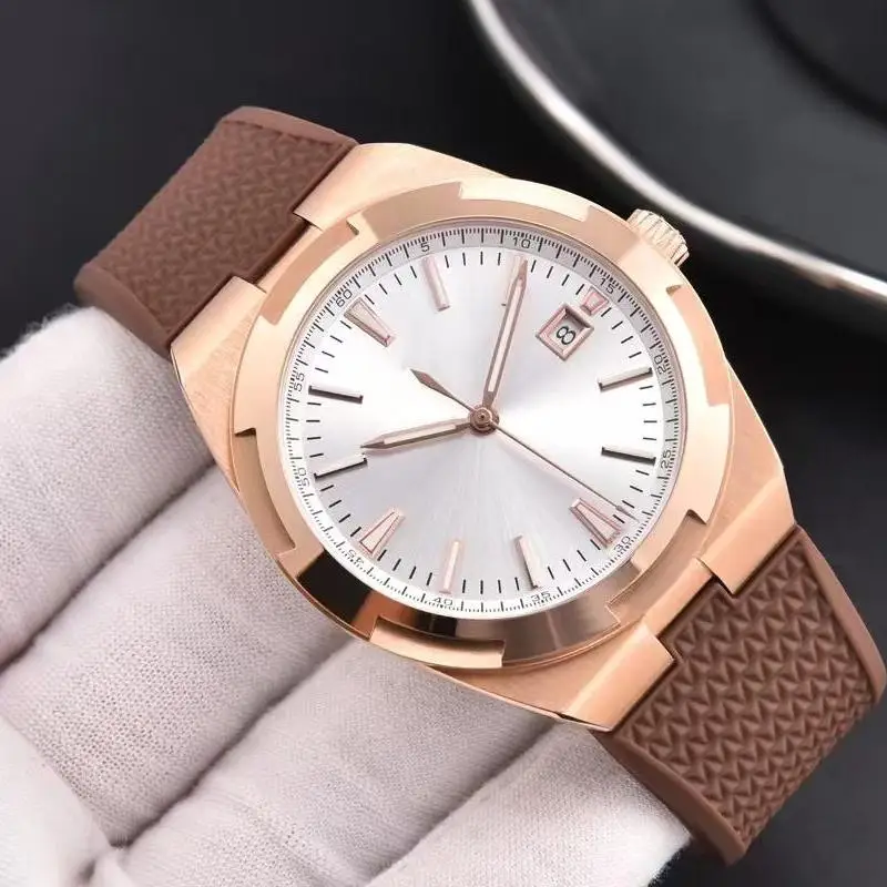 ساعة يد ميكانيكية أوتوماتيكية فاخرة للرجال باللون الأسود والأزرق والمطاط للرجال على طراز الخارج 41 ملم