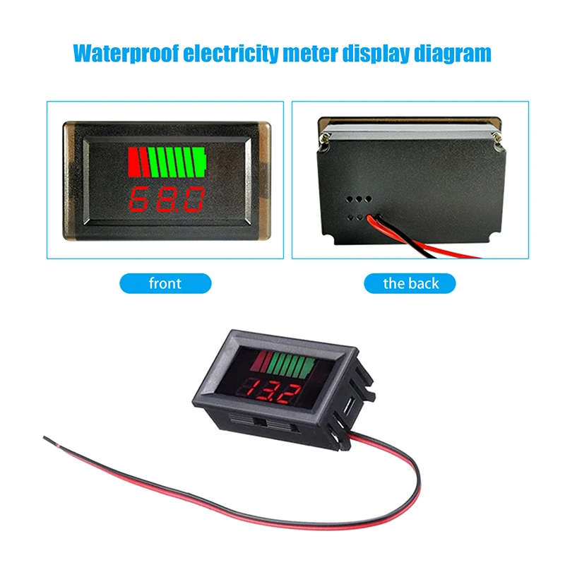 12V/24V/60V/72V Waterproof LCD Digital Voltmeter Car Moto Battery Capacity Indicator Lead Acid Voltage Tester